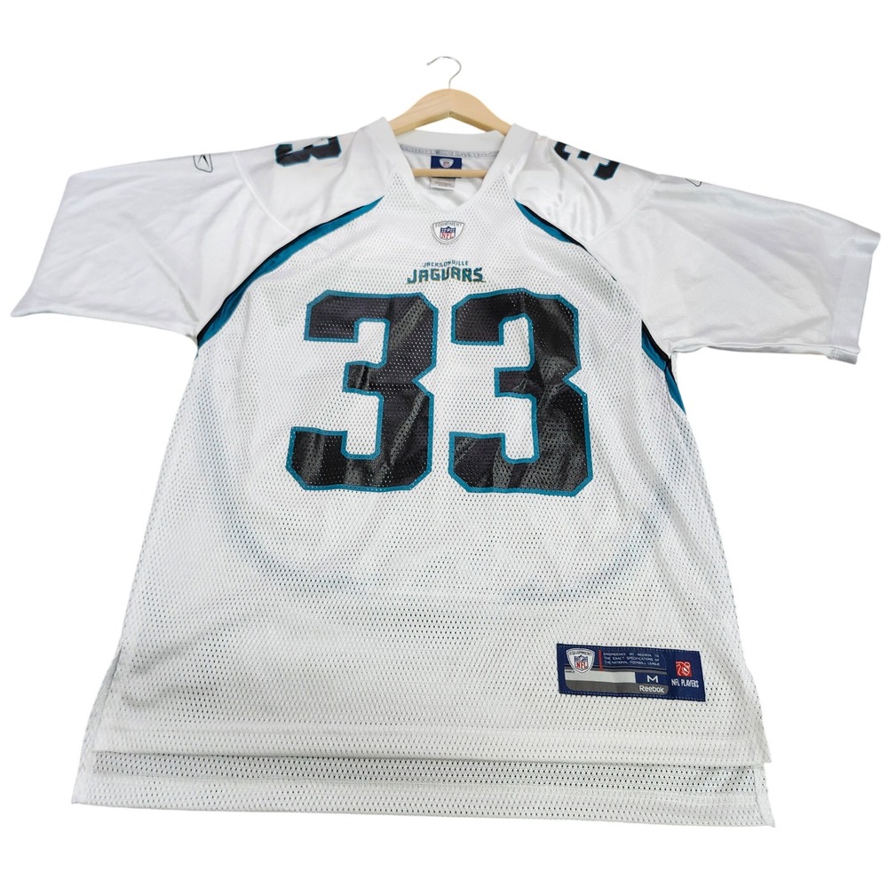 JACKSONVILLE JAGUARS REEBOK MENS M WHITE NFL JERSEY GREG JONES #33 EUC